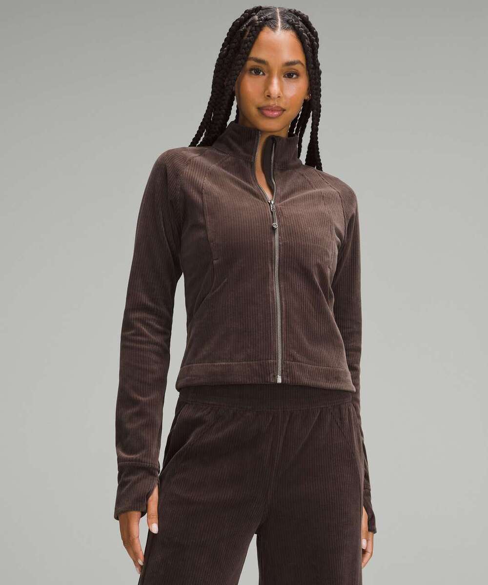 Lululemon Scuba Track Jacket & Mid-Rise Mini Skirt Set *Velvet Cord Espresso 10